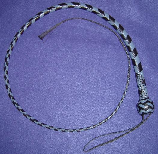 4ft Blue and Black 20 plait Signal with Box Pattern Knot A.jpg